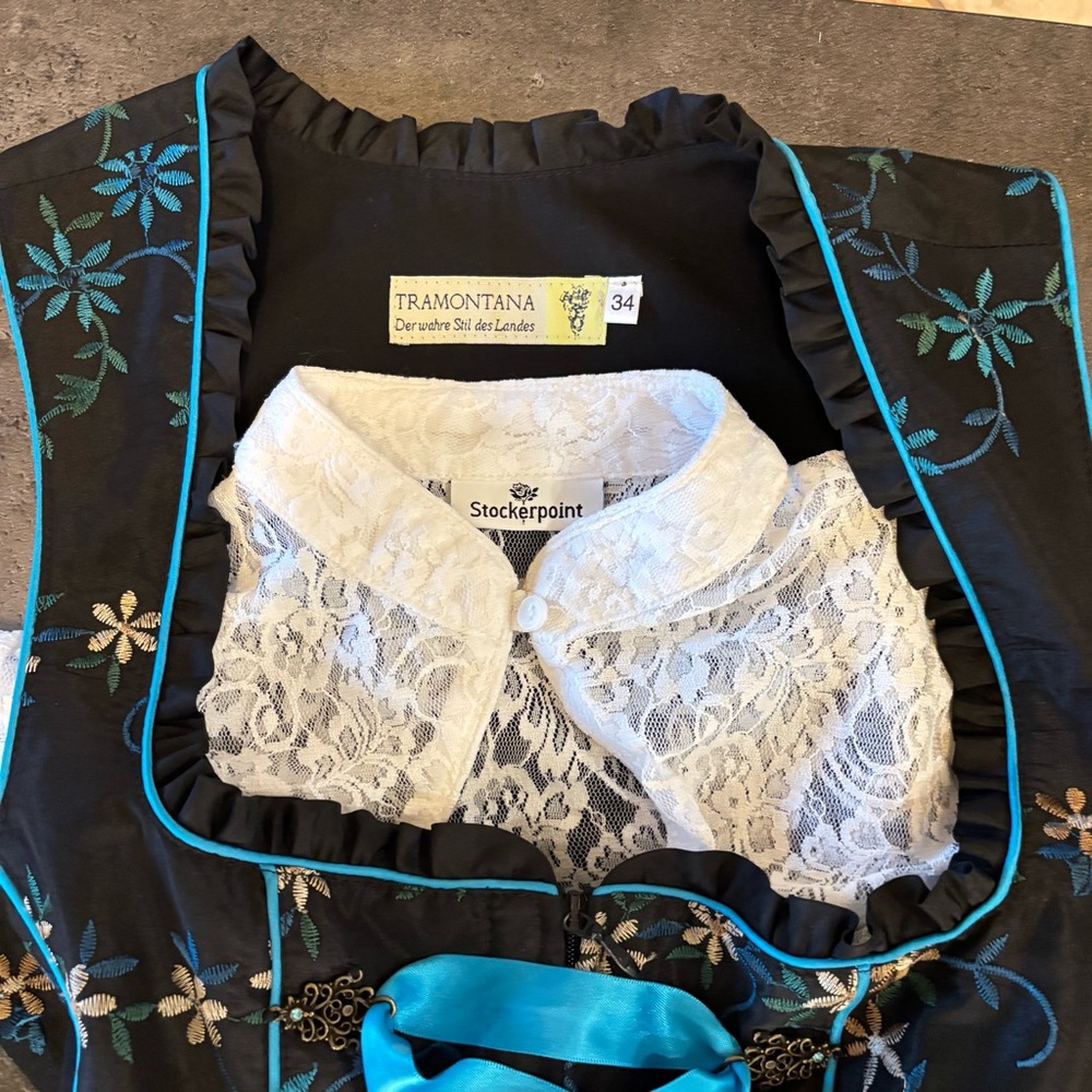 Retro Tramontana Dirndl Set 60s Style + modern blouse, apron, bracelet US 2-4 - Picture 2 of 8